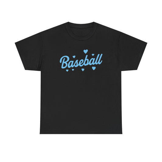 Baseball Heart Tee — Cute Script Baseball Shirt for Fans & Players