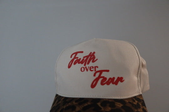 FAITH OVER FEAR- LEOPARD AND RED