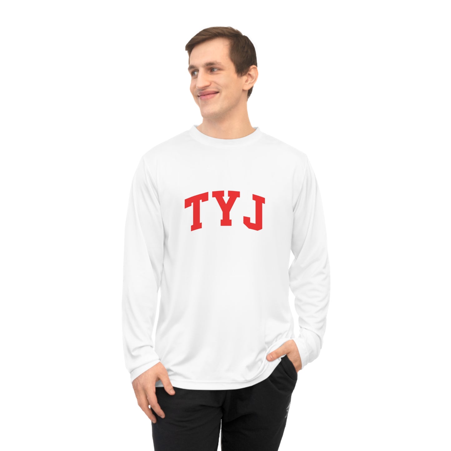 TYJ Performance Long Sleeve Shirt — Athletic Red Lettering