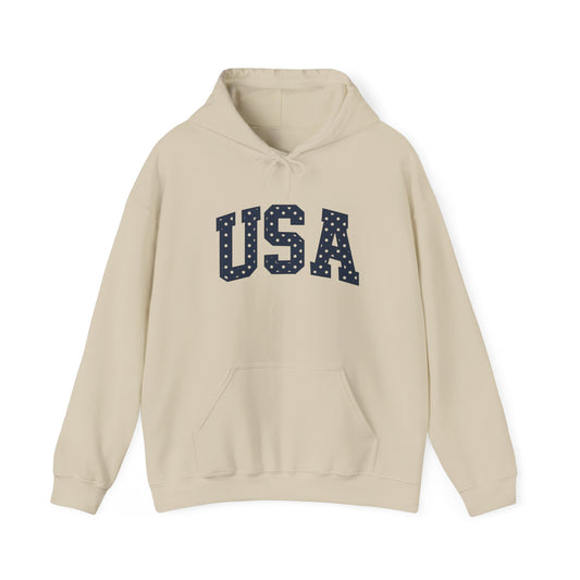 USA Stars Hoodie — Patriotic American Flag Lettering Pullover