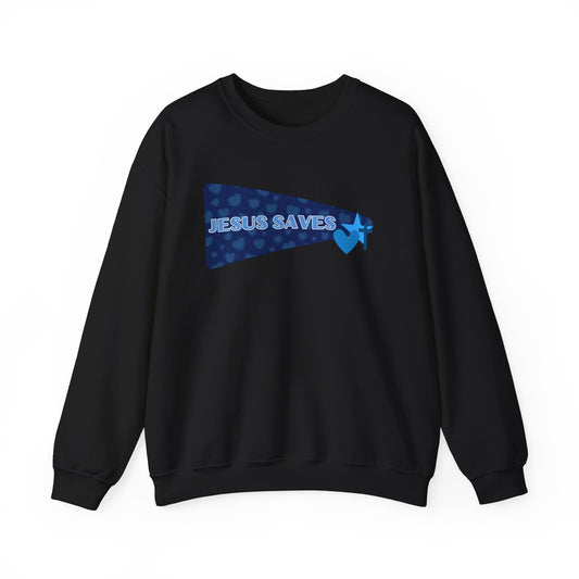 Jesus Saves Crewneck Sweatshirt — Christian Faith Graphic Pullover