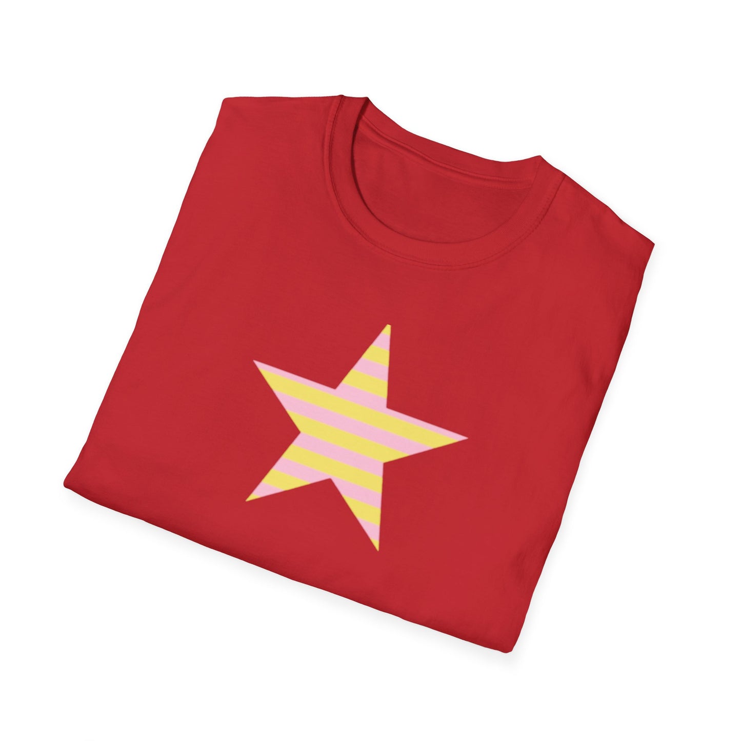 Star Stripe Tee — Pastel Pink & Yellow Graphic T-Shirt