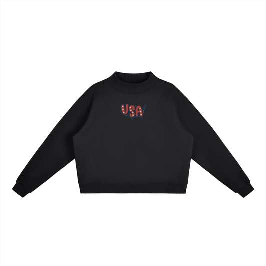 USA Continental Fleece Mock-Neck Crew Sweatshirt