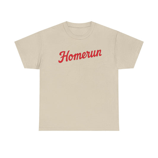 Homerun Baseball Tee — Retro Script Red Logo T-Shirt