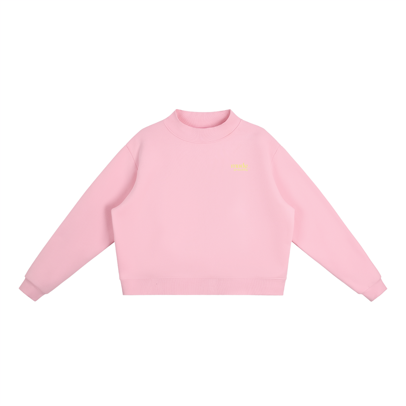 Yellow Bikini Logo Essential Fleece Mock-Neck Crew Sweatshirt