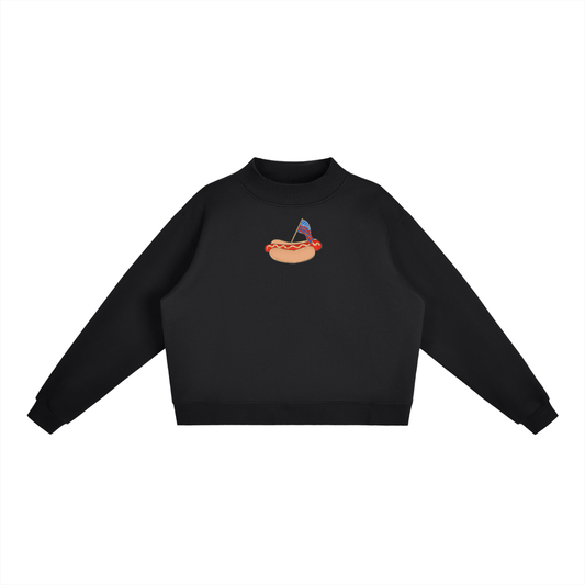 USA Hot Dog Fleece Mock-Neck Crew Sweatshirt