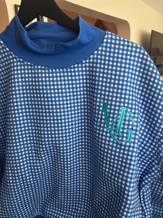 Logo gingham mock neck s/m