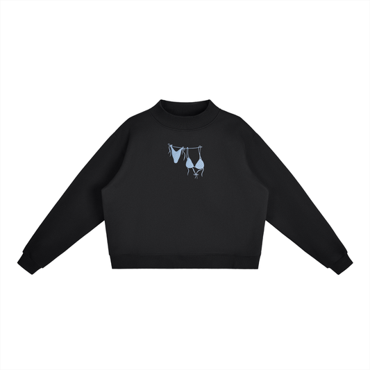 Light blue Bikini Front Essential Fleece Mock-Neck Crew Sweatshirt