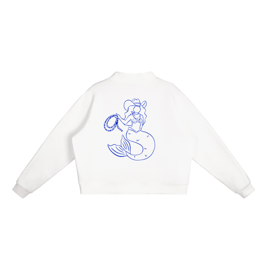 Coastal Mermaid Essential Fleece Mock-Neck Crew Sweatshirt