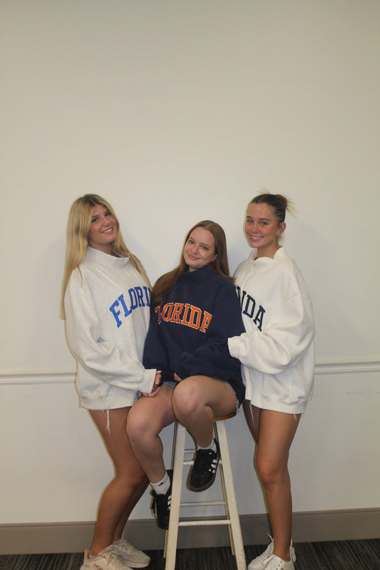 FLORIDA- TRUE NAVY AND ORANGE POLKA DOT MOCK NECK