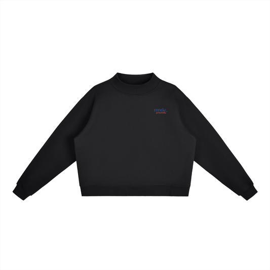 USA Bikini Logo Essential Fleece Mock-Neck Crew Sweatshirt