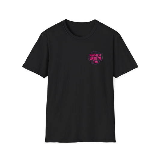 T-Shirt — "Happiest When I'm Tan" Pink Beach Tee