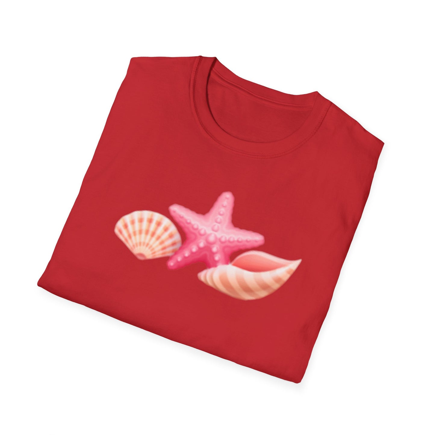 Seashell & Starfish Beach T-Shirt — Pink Coastal Summer Tee
