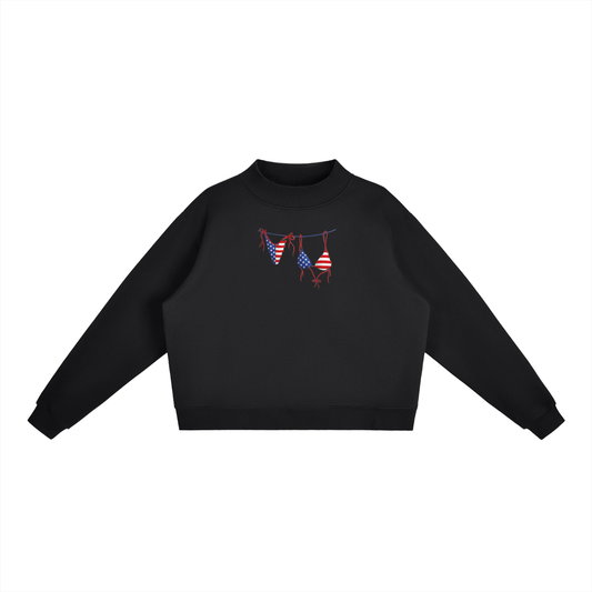 USA Front Bikini Essential Fleece Mock-Neck Crew Sweatshirt