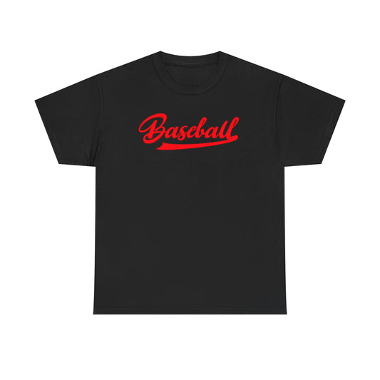 Baseball Script Tee — Red Vintage Baseball Logo T-Shirt