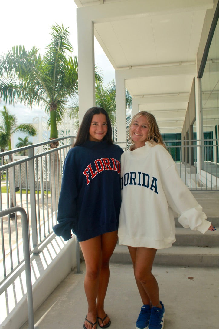 PREORDER-FLORIDA NAVY AND RED MOCK NECK