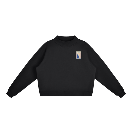 NY Essential Fleece Mock-Neck Crew Sweatshirt