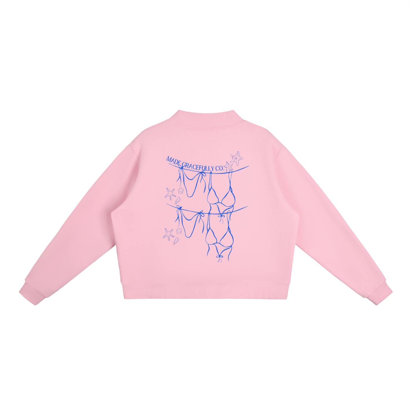 Logo Bikini Fleece Mock-Neck Crew Sweatshirt