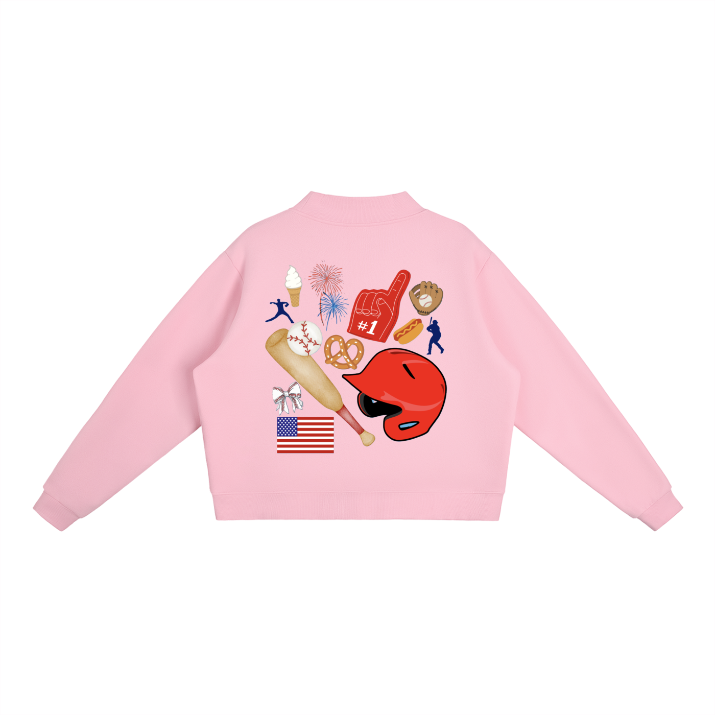 Baseball All American Essential Fleece Mock-Neck Crew Sweatshirt