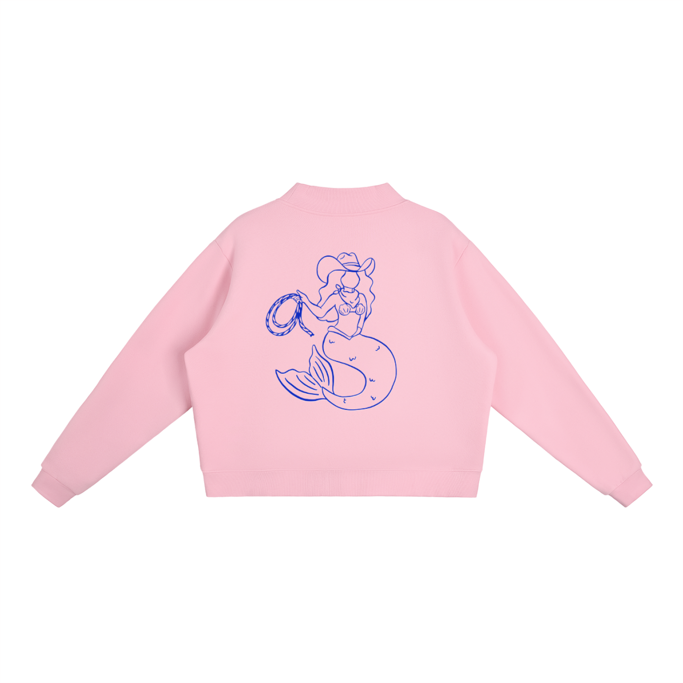 Coastal Mermaid Essential Fleece Mock-Neck Crew Sweatshirt