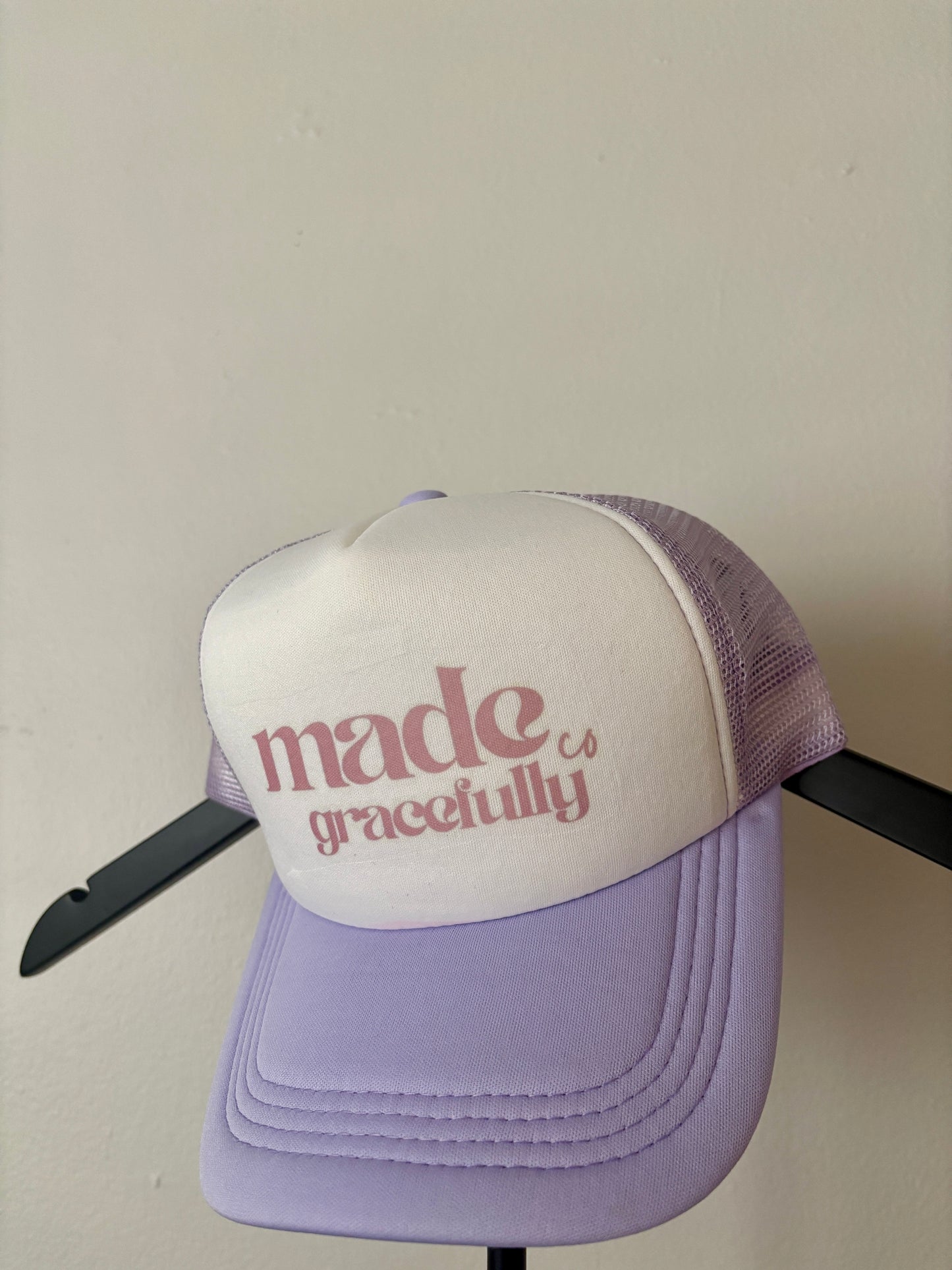 PALE PINK AND PURPLE LOGO HAT