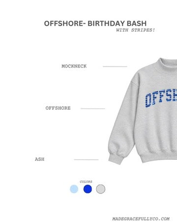 Offshore mockneck- ash grey with birthday stripes
