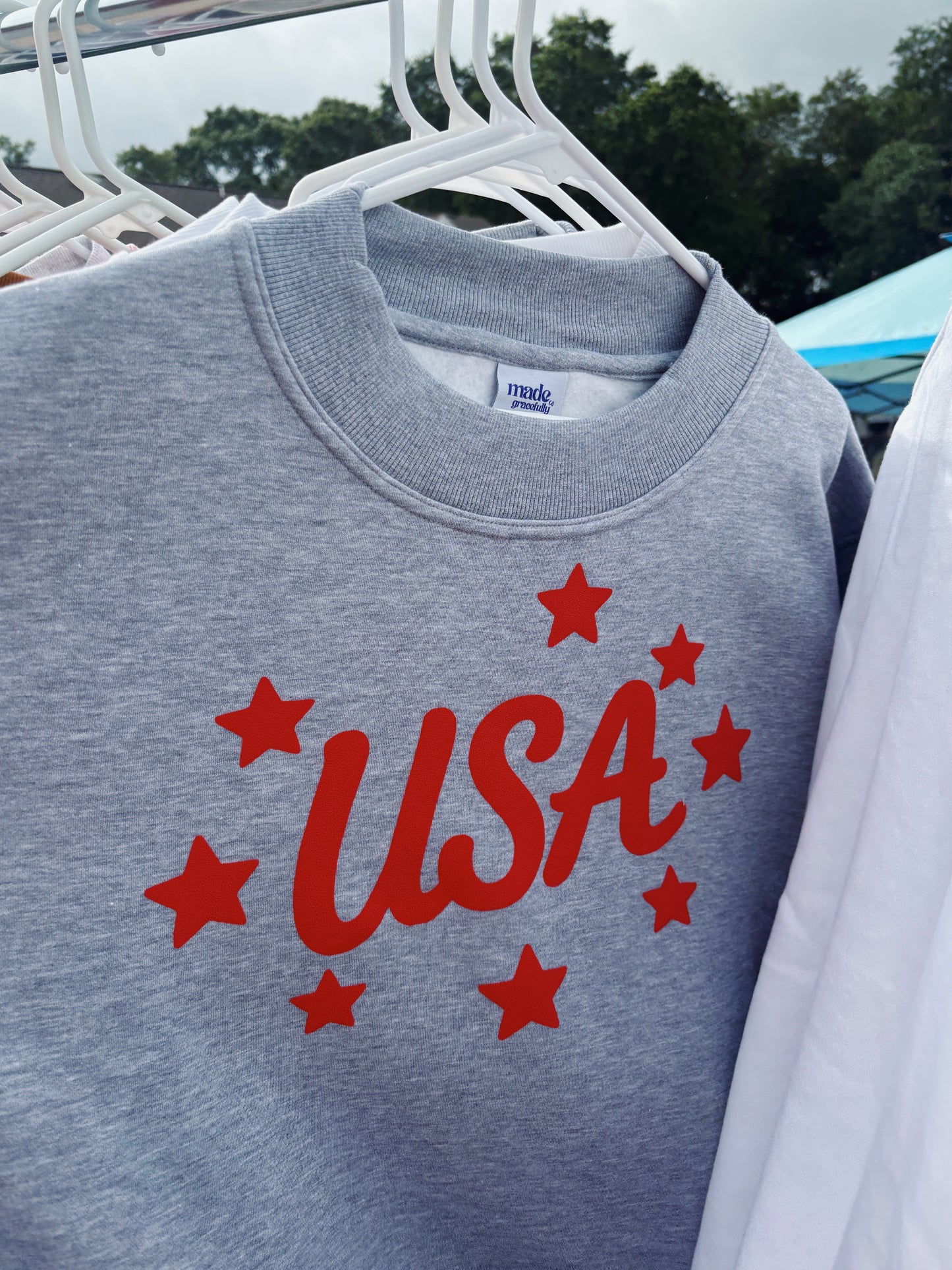 USA STARBURST RED MOCK NECK L/XL
