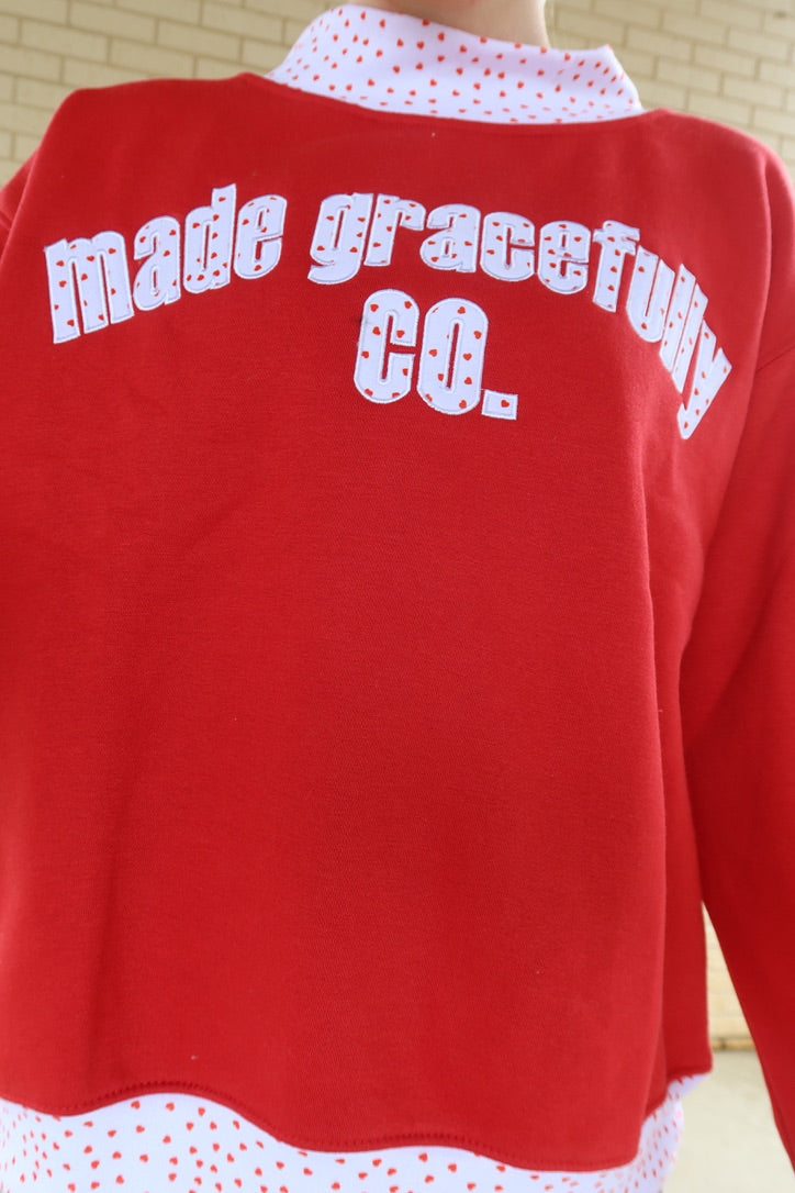MADE GRACEFULLY CO RED VALENTINES MOCK NECK