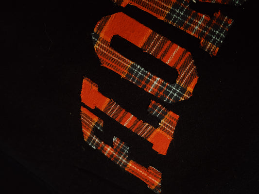 NAVY WITH ORANGE PLAID FLORIDA L/XL MOCK NECK