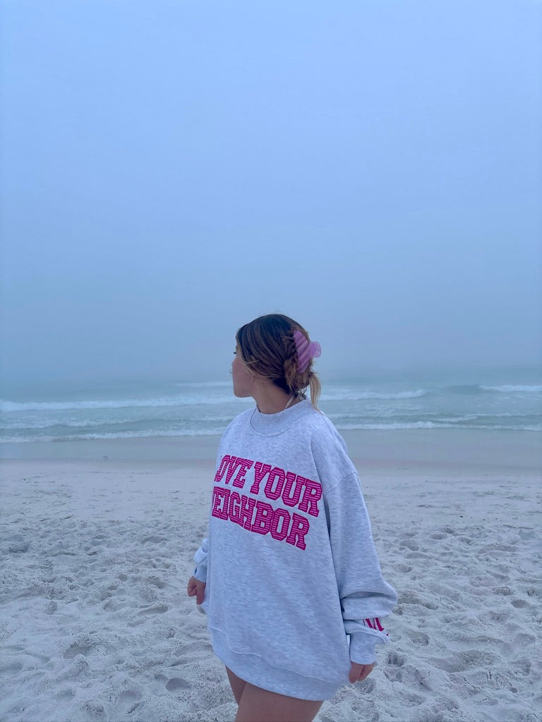 LOVE YOUR NEIGHBOR MOCK NECK- PINK FUSION