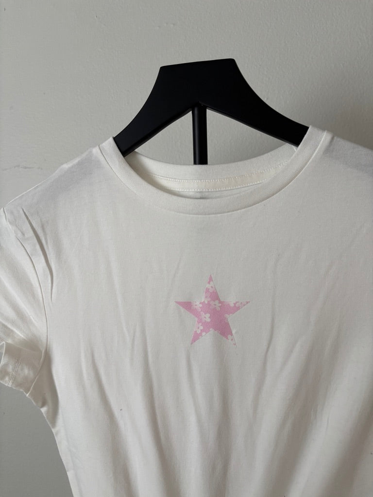 PINK FLOWER STAR BABY TEE S/M