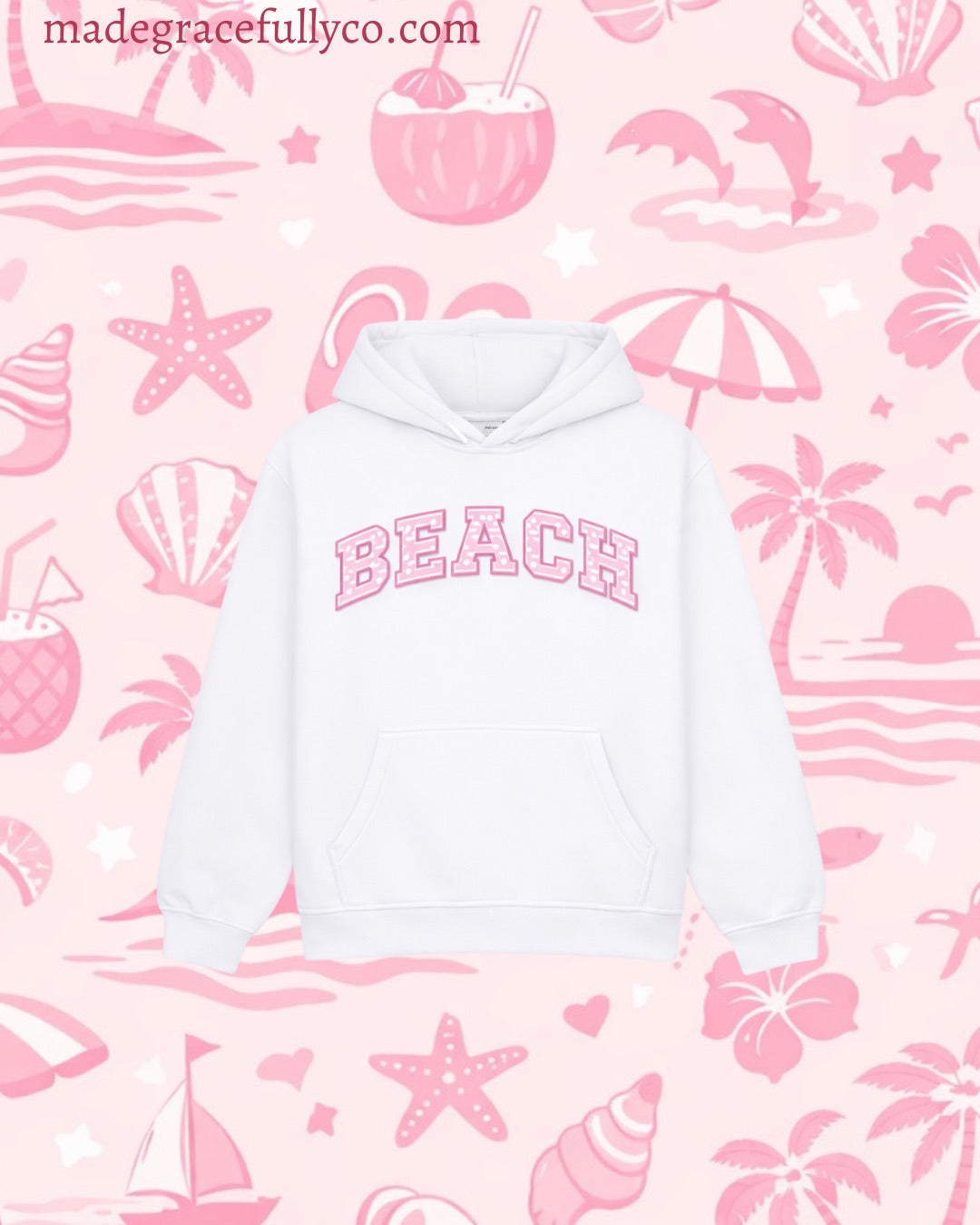 BEACH- COASTAL PINK HOODIE **PREORDER**