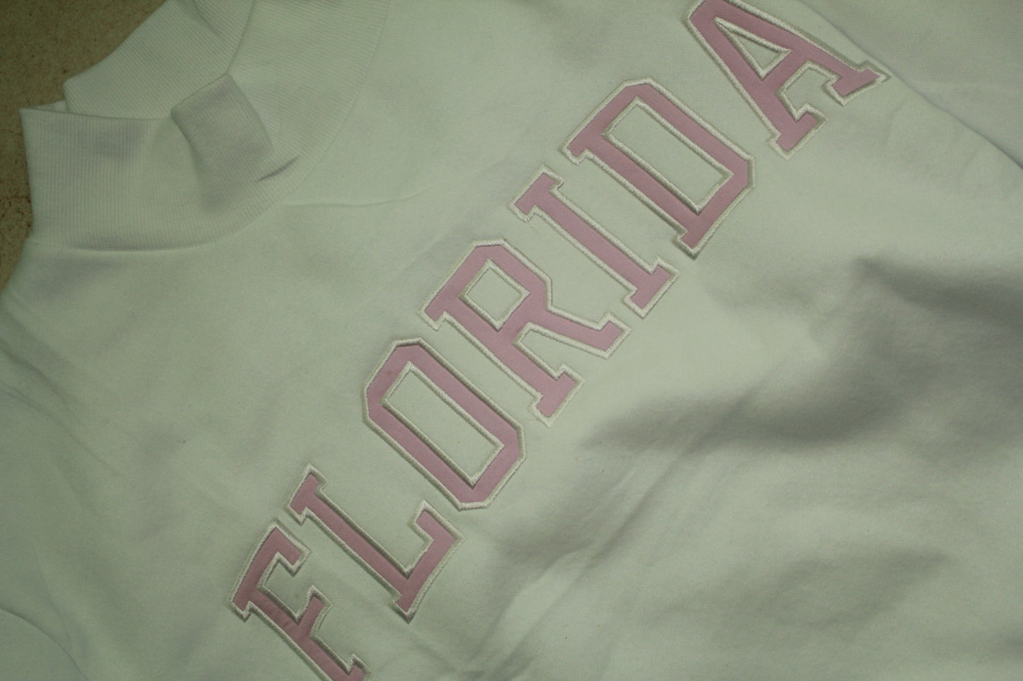 FLORIDA WHITE AND PINK MOCK NECK