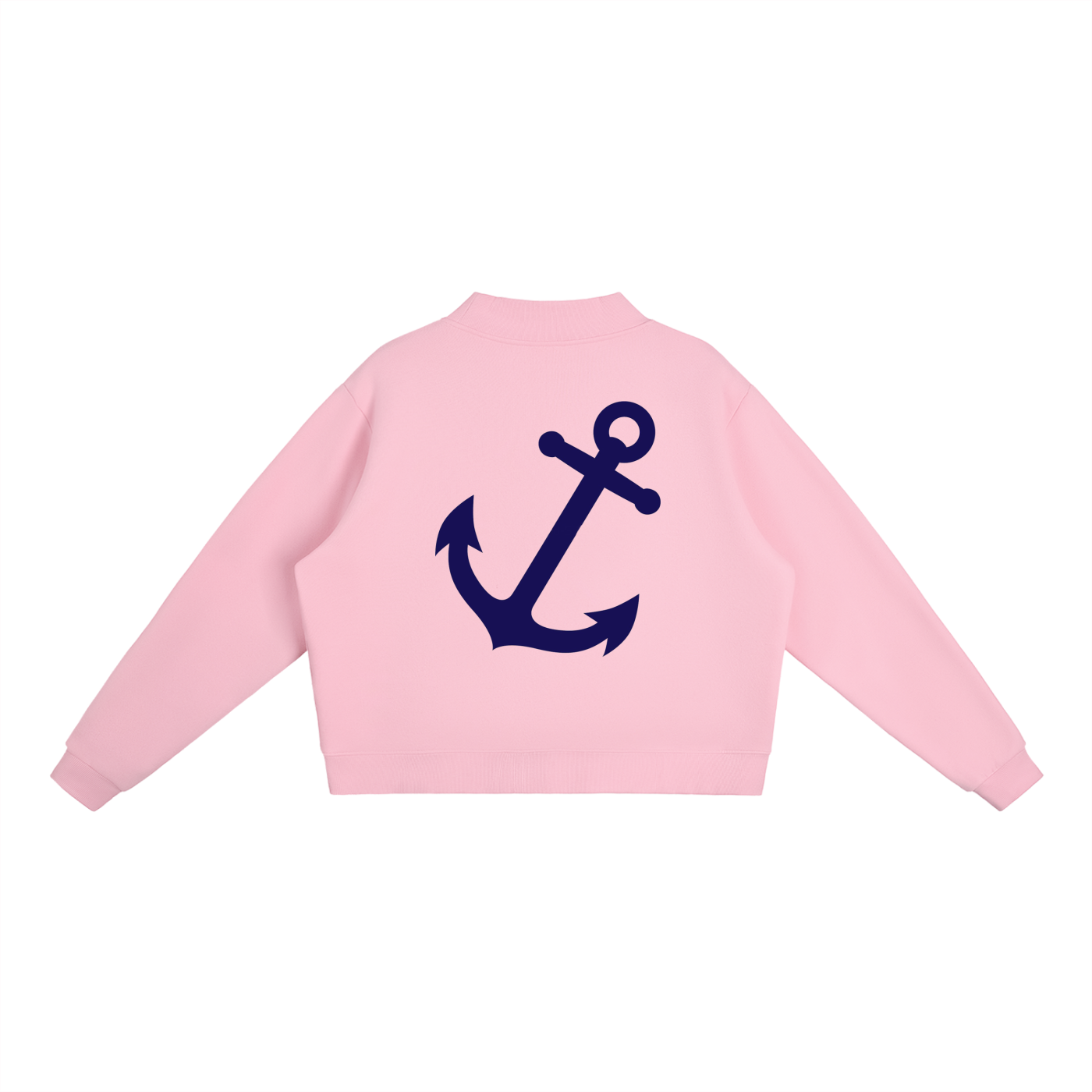 Navy Anchor Essential Fleece Mock-Neck Crew Sweatshirt
