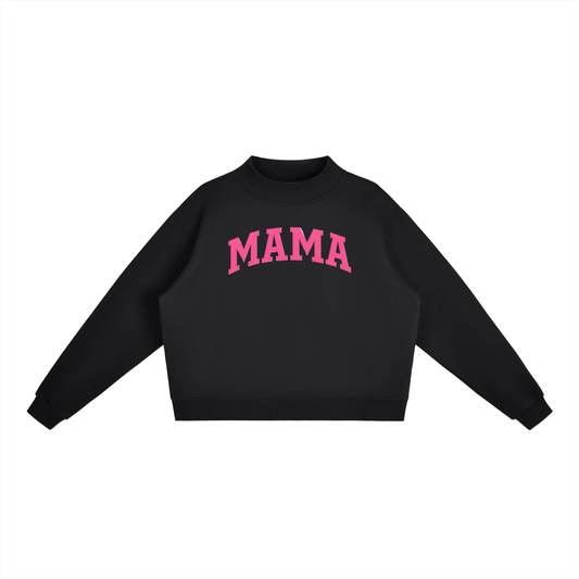 Mama Essential Fleece Mock-Neck Crew Sweatshirt