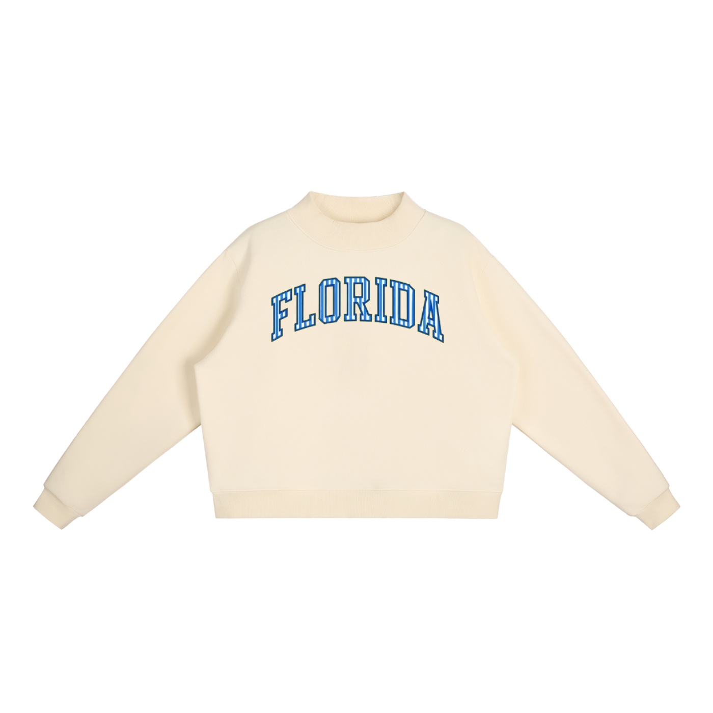 Florida Blue Stripes Fleece Mock-Neck Crew Sweatshirt