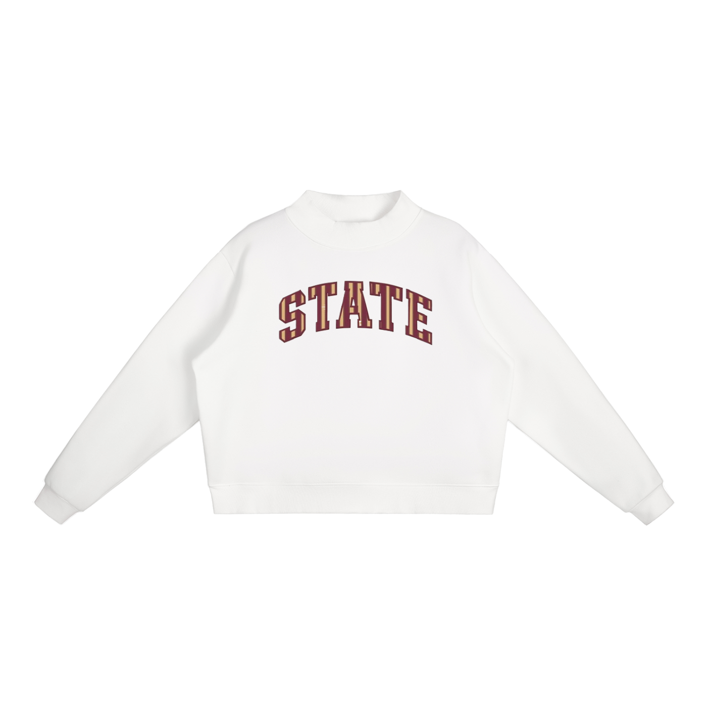 State Striped Print Essential Fleece Mock-Neck Crew Sweatshirt
