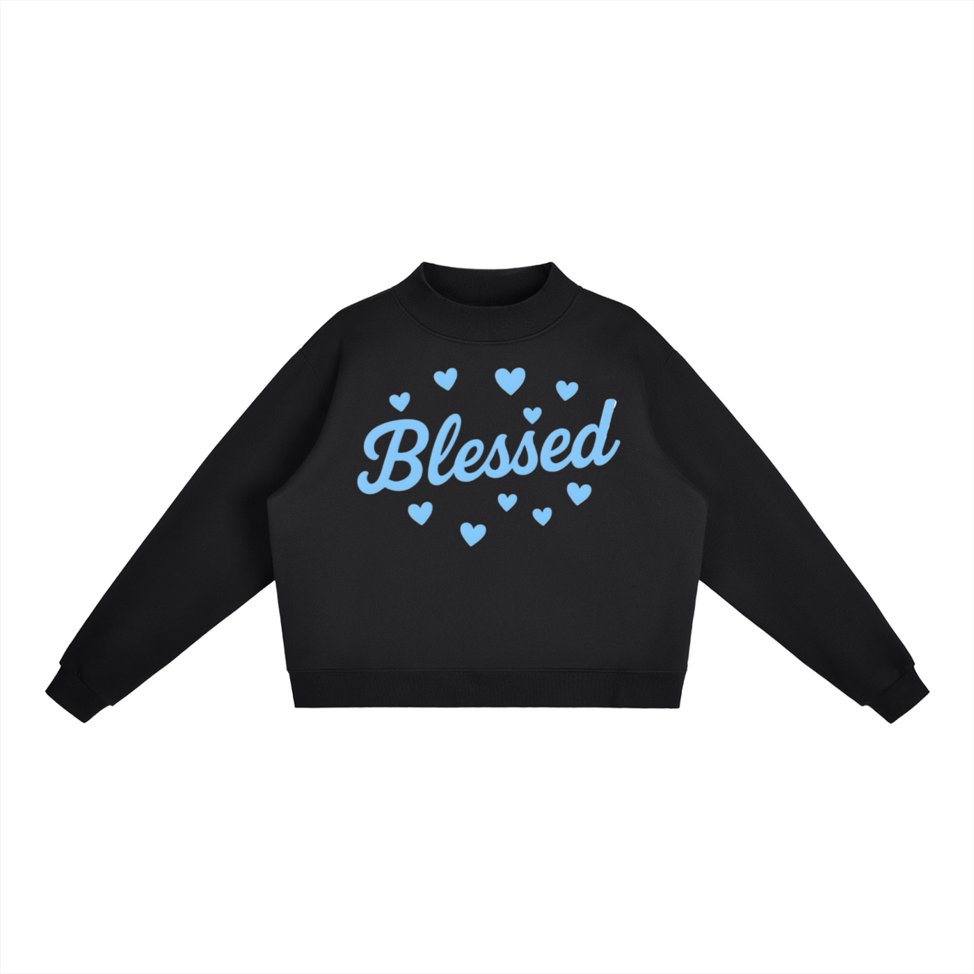 Blessed Hearts Essential Fleece Mock-Neck Crew Sweatshirt