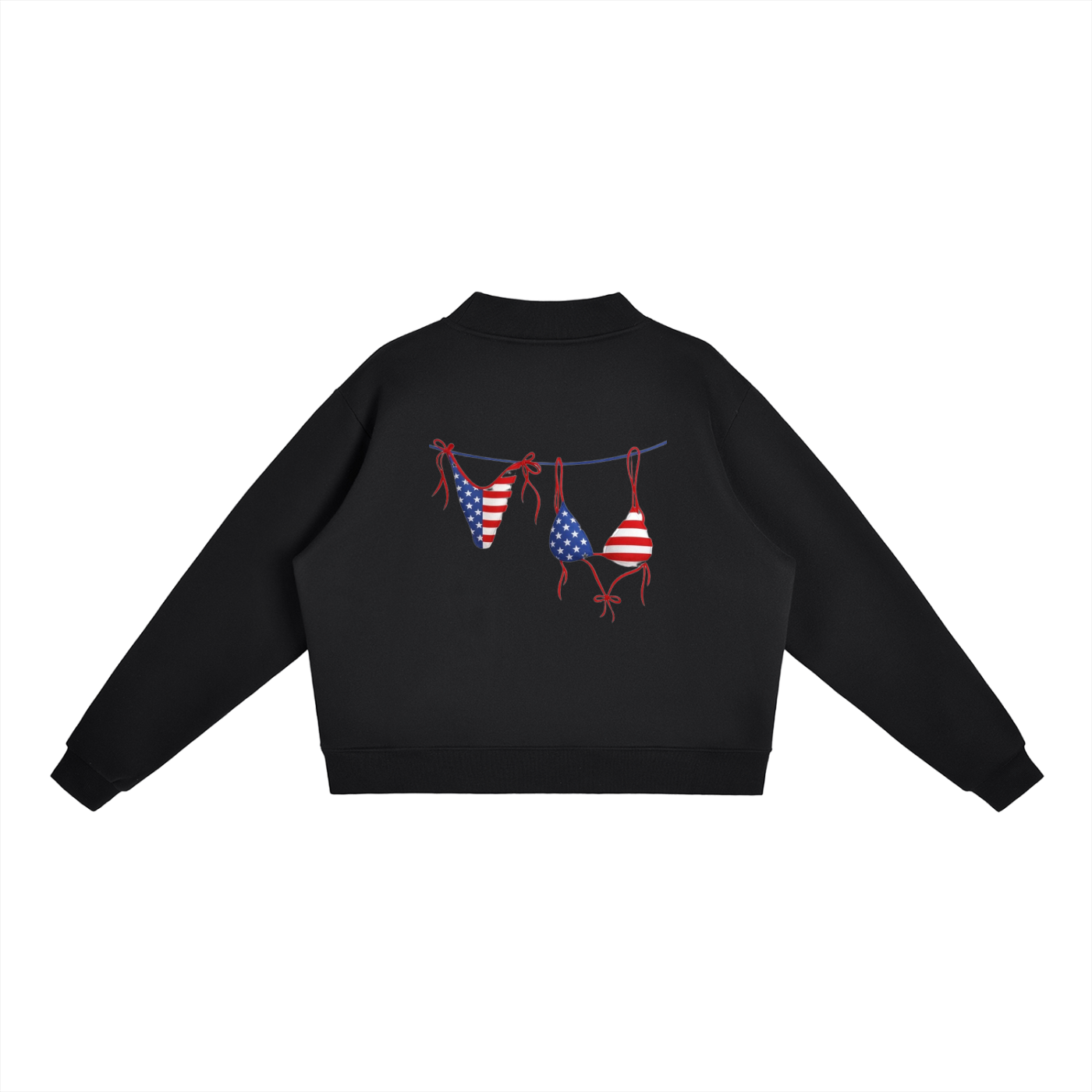 USA Bikini Logo Essential Fleece Mock-Neck Crew Sweatshirt