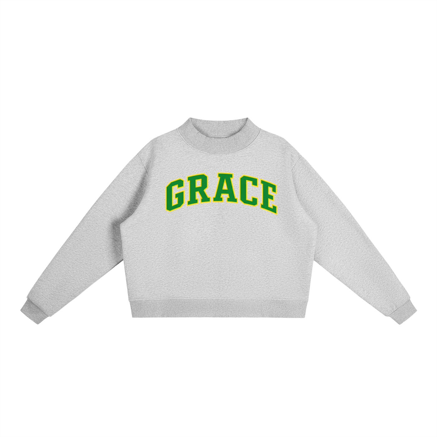 Green Line Fleece Mock-Neck Crew Sweatshirt