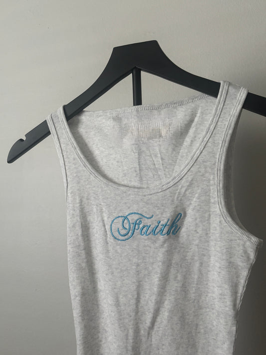 BLUE FAITH EMBROIDERED TANK TOP S/M