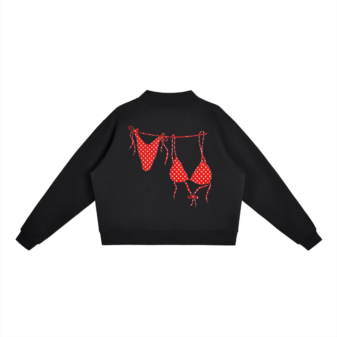 Red Bikini Logo Essential Fleece Mock-Neck Crew Sweatshirt
