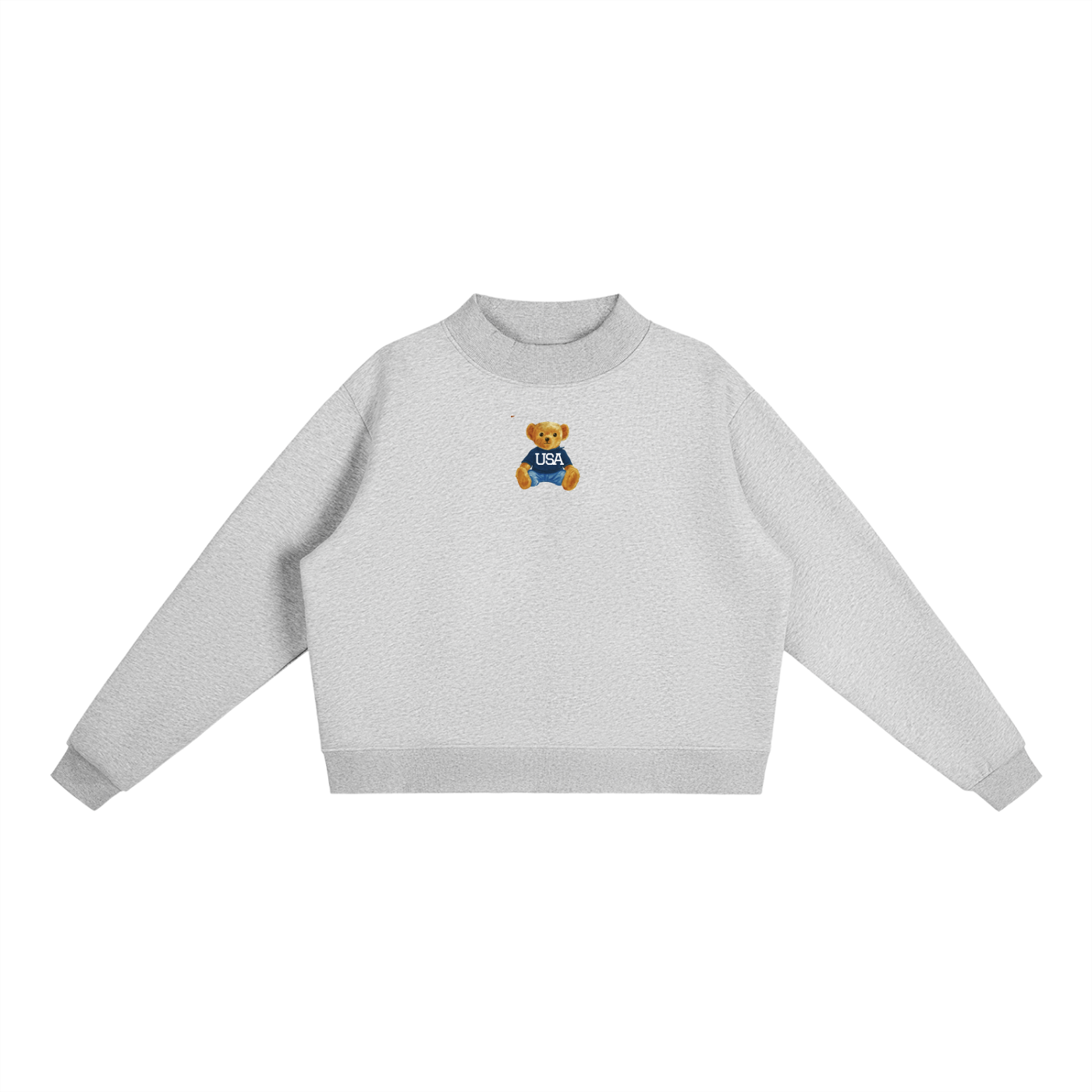 USA Varsity Bear Fleece Mock-Neck Crew Sweatshirt