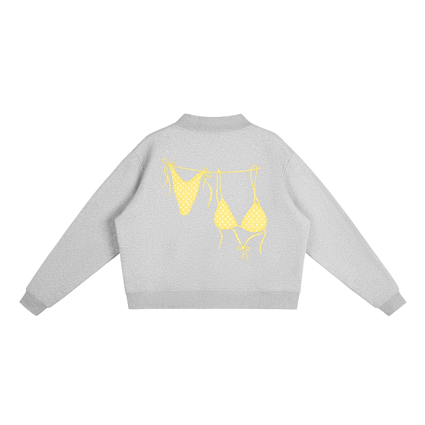 Yellow Bikini Logo Essential Fleece Mock-Neck Crew Sweatshirt