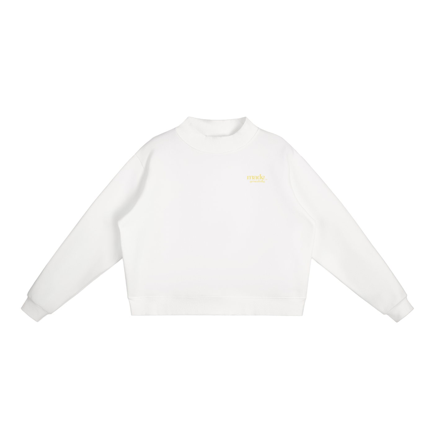 Yellow Bikini Logo Essential Fleece Mock-Neck Crew Sweatshirt