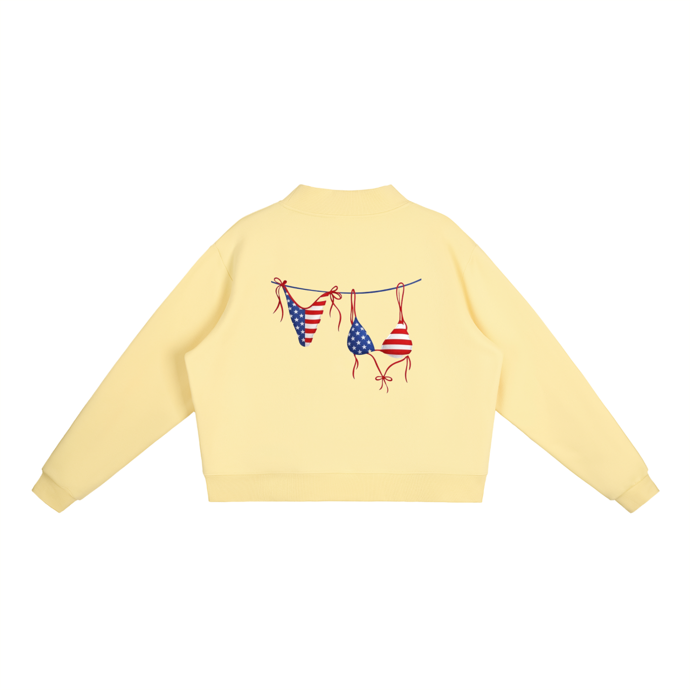 USA Bikini Logo Essential Fleece Mock-Neck Crew Sweatshirt