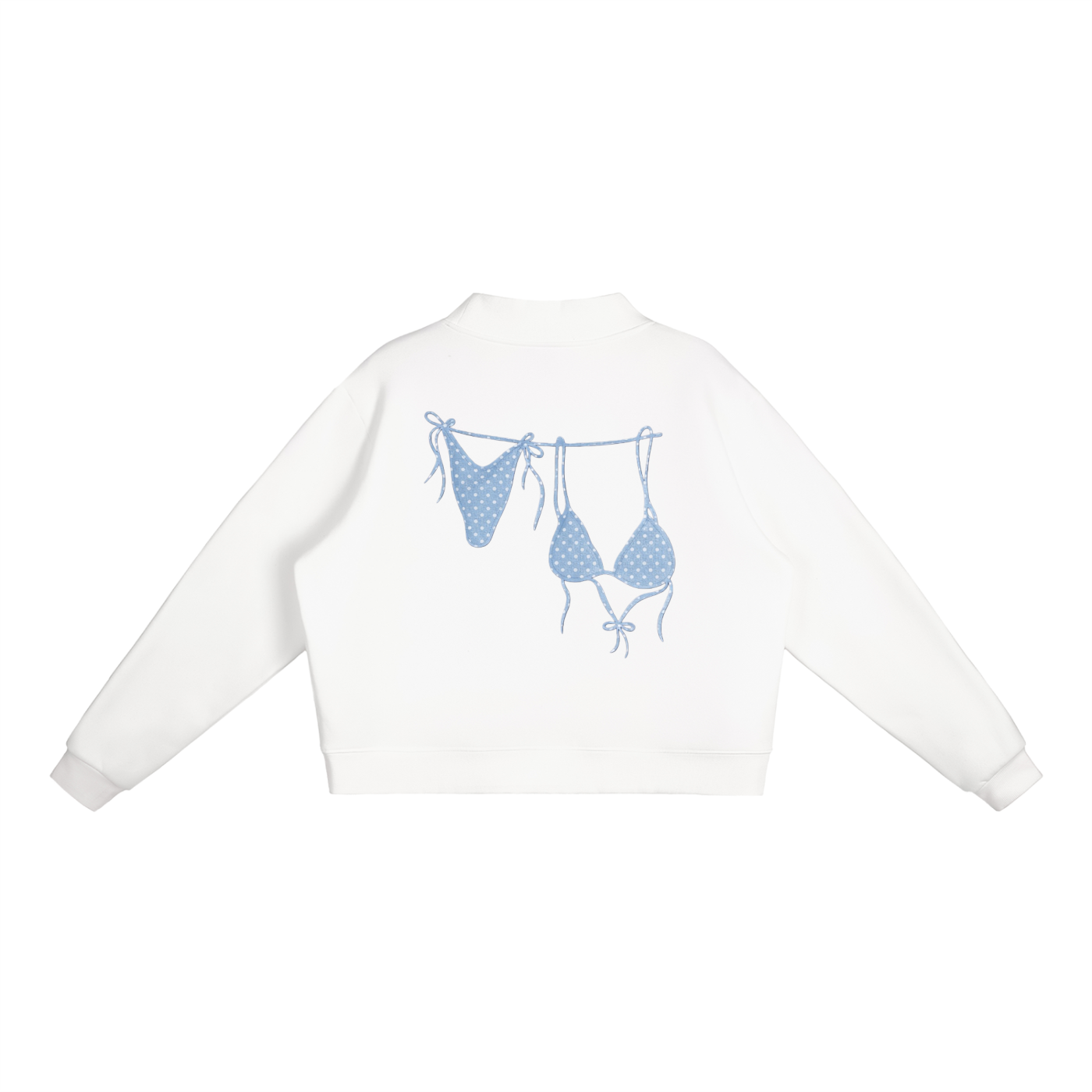 Blue Bikini Logo Essential Fleece Mock-Neck Crew Sweatshirt