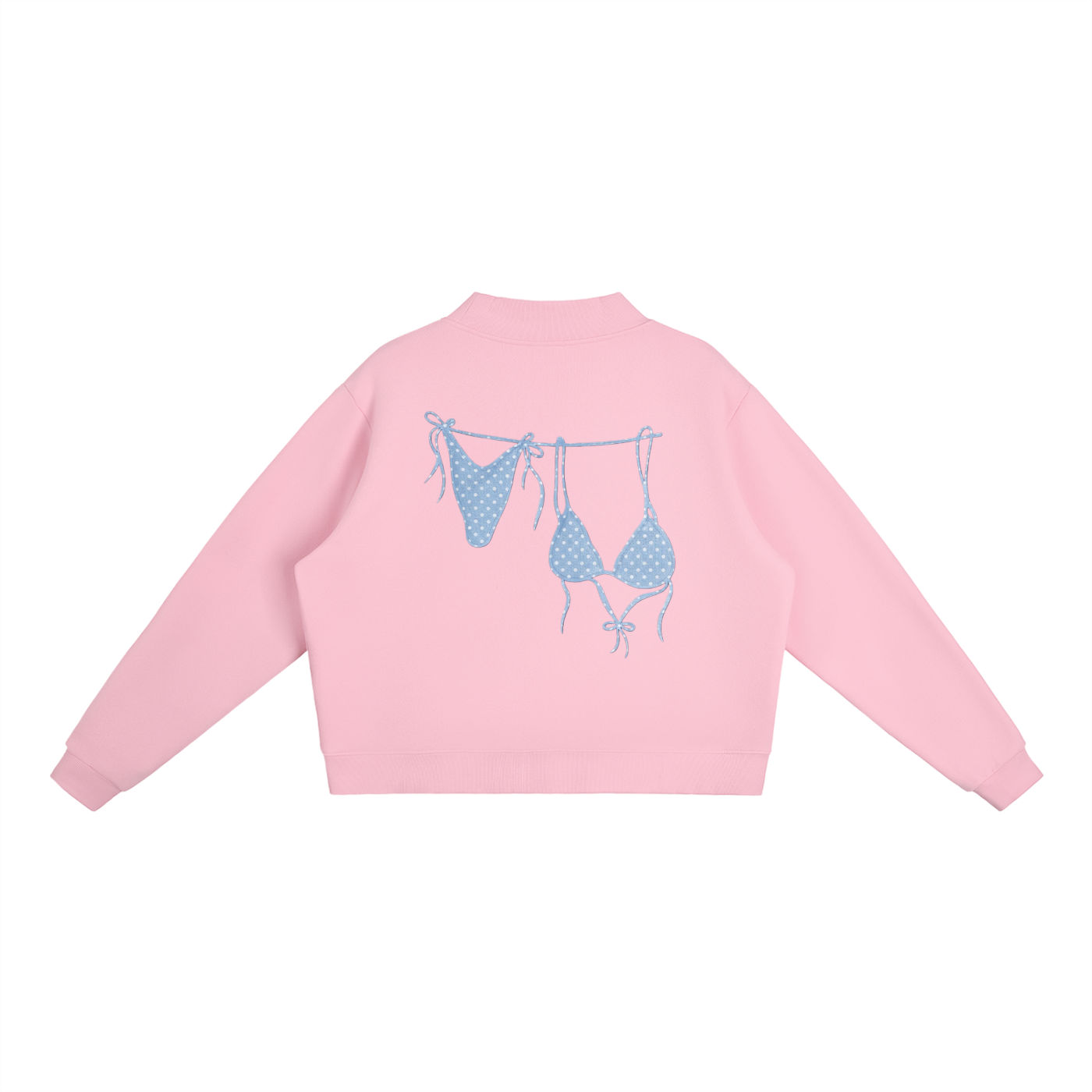 Blue Bikini Logo Essential Fleece Mock-Neck Crew Sweatshirt