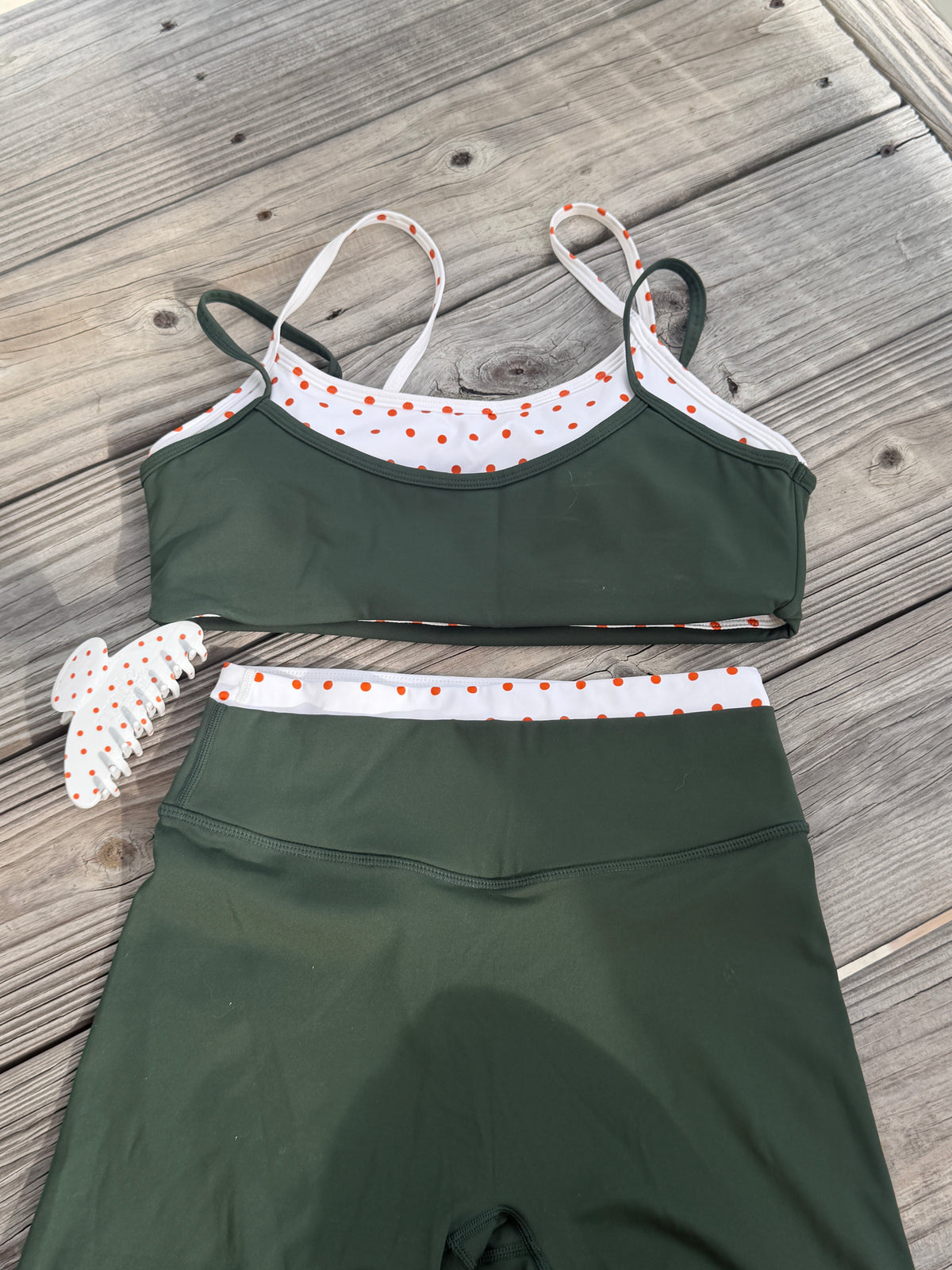 PINE AND ORANGE POLKA DOUBLE LAYER ACTIVEWEAR *SET*
