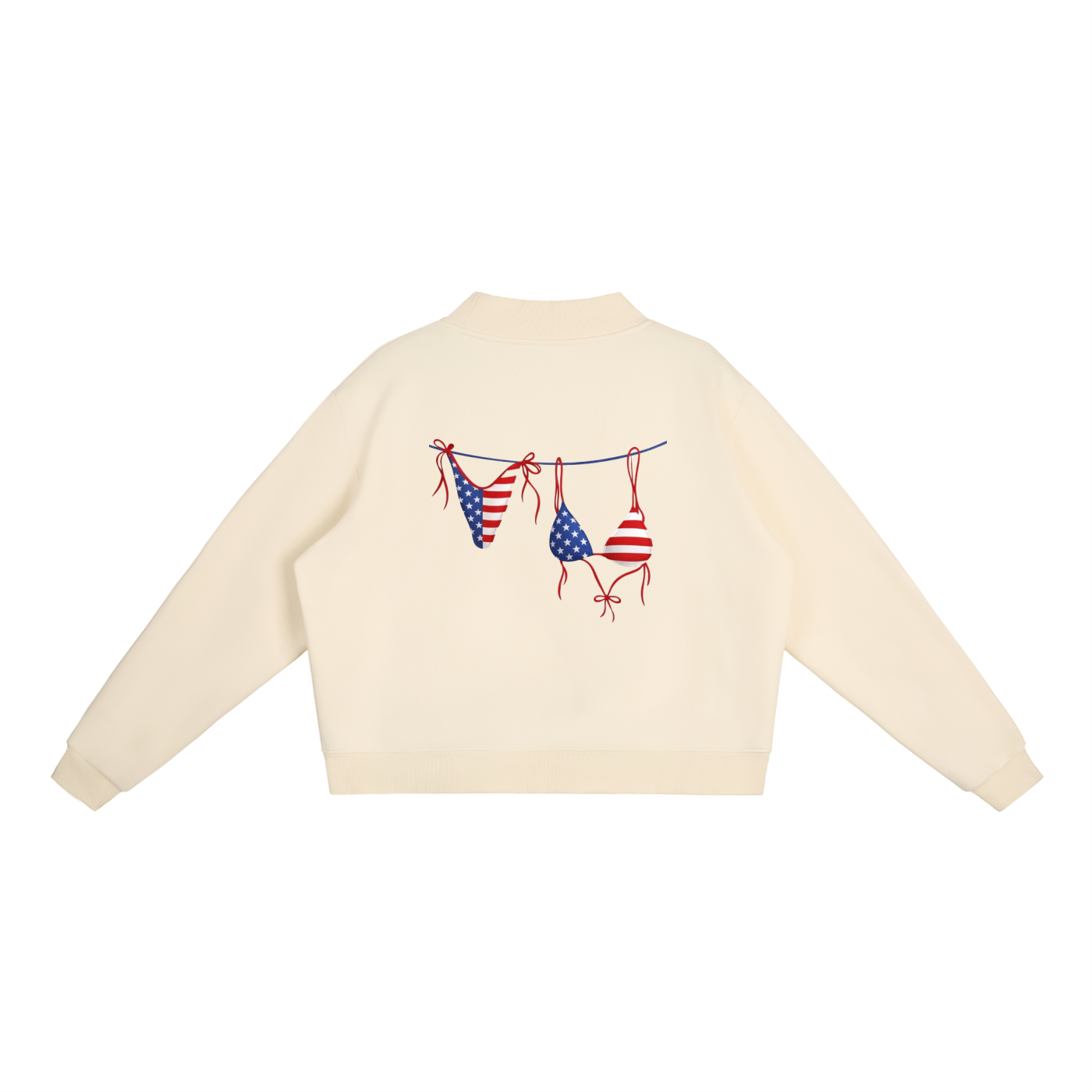 USA Bikini Logo Essential Fleece Mock-Neck Crew Sweatshirt